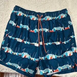 Lands' End Teal and Orange Swim Shorts xxl